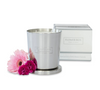 Pink flowers silver candle | Domain Gallery
